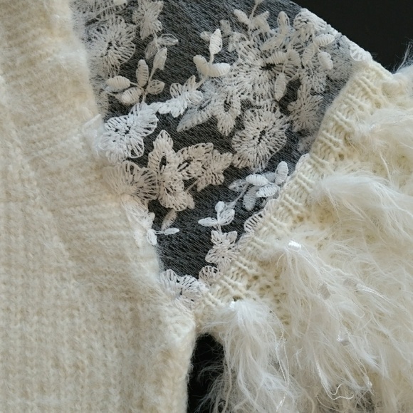 LAST ONE! Luscious Lace & Shag Sleeve Sweater - Picture 5 of 8